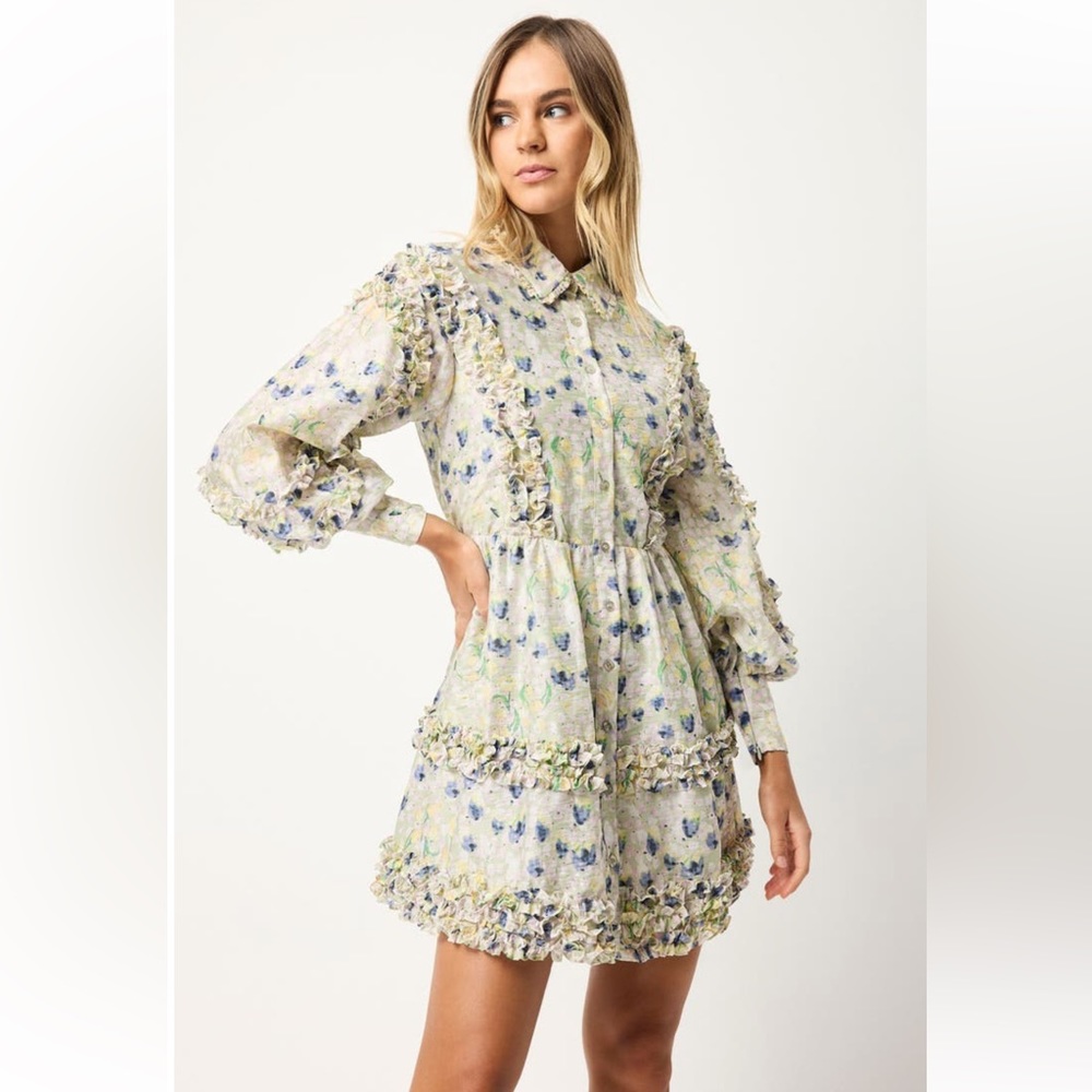 *Last Chance* Elliatt Kendari Long Sleeve Babydoll Dress Multi 🤍 - Picture 8 of 8